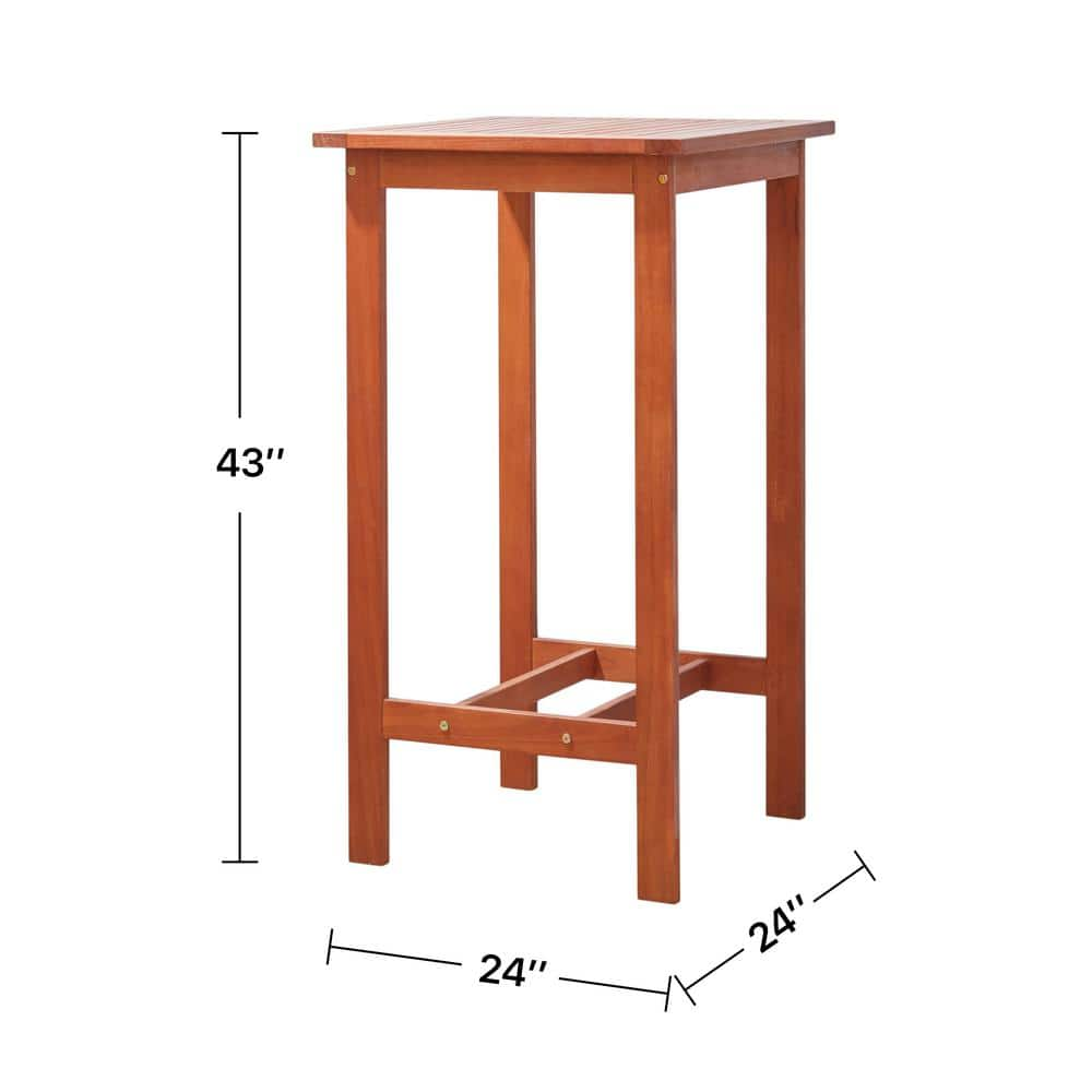 Afoxsos Teak Brown Wood Outdoor Bar Stool, Eucalyptus Backless Outdoor Bar Chair HDMX1198