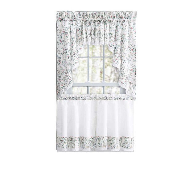 Rod Pocket Floral Pattern With Ruffle Lace Edge Valance 52 quot x12 quot Multicolor