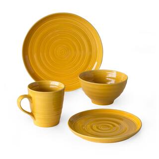 Over and Back 16-Piece Casual Yellow Dinnerware Set (Service for 4) 807765