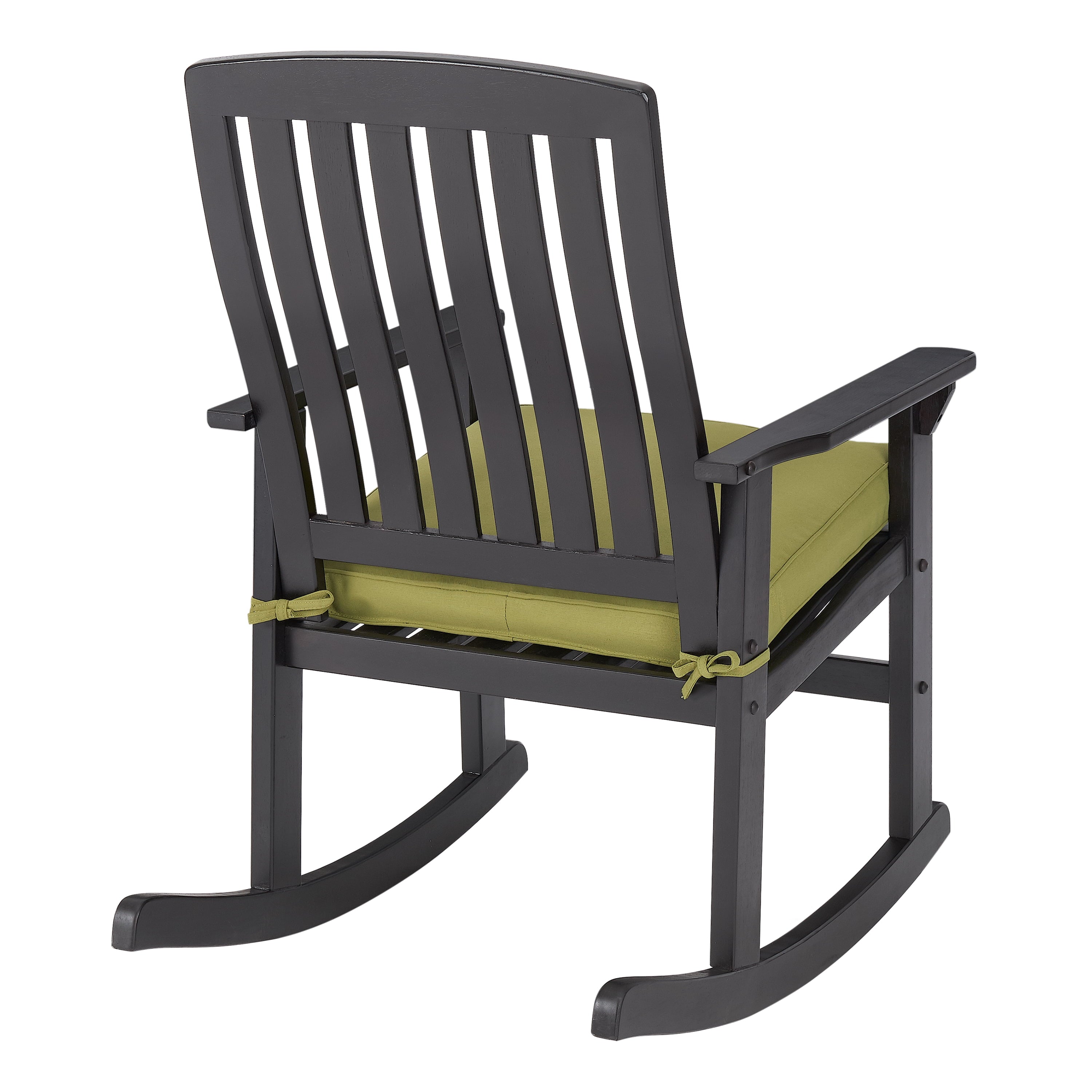 Better Homes & Gardens Delahey Outdoor Wood Rocking Chair, Green Cushion