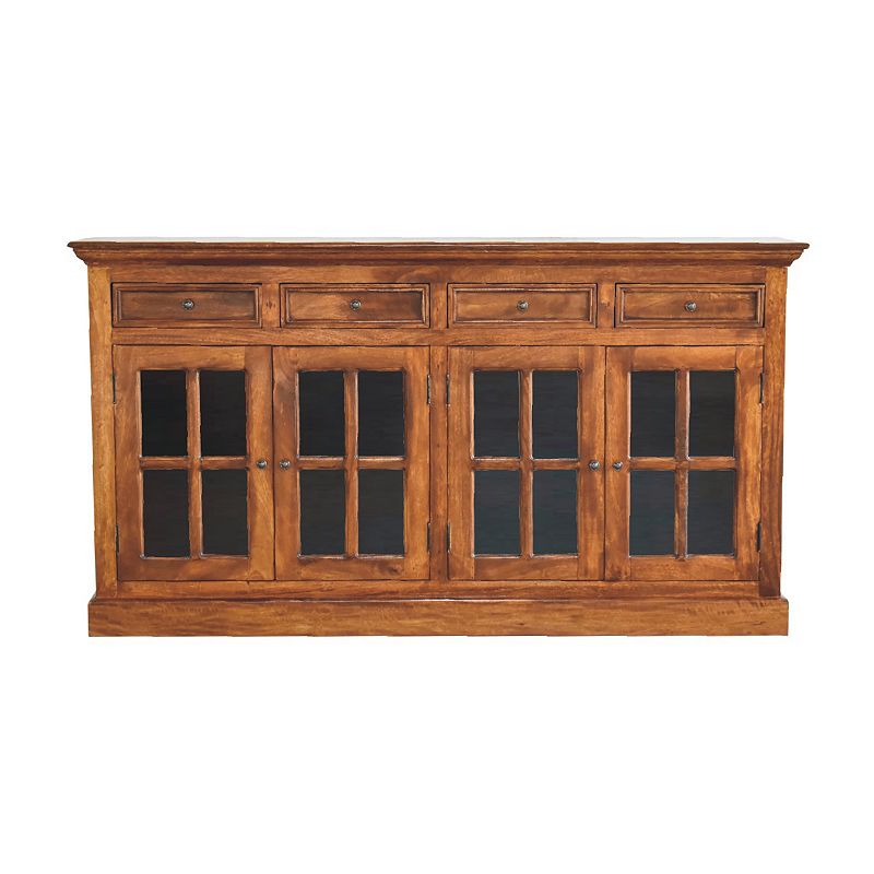 Large Chestnut Sideboard With 4 Glazed Doors