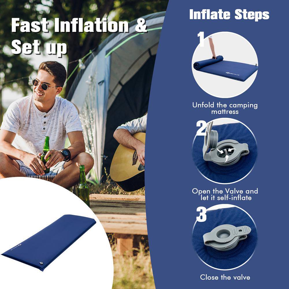 Costway 75 in. Portable  Lightweight Folding Foam Sleeping Cot for Camping Blue NP10373BL