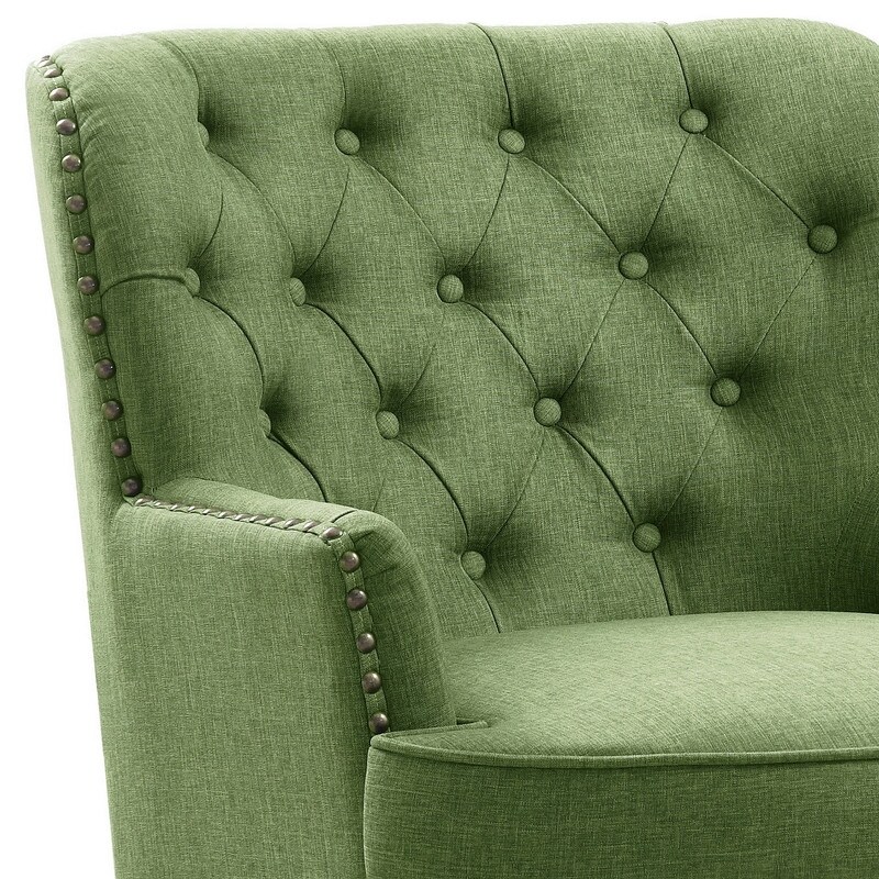 Moser Bay Mignon Velvet / Linen 30'' Wide Tufted Wingback Accent Chair