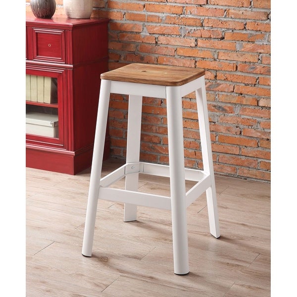 Wood Seat Backless Barstool