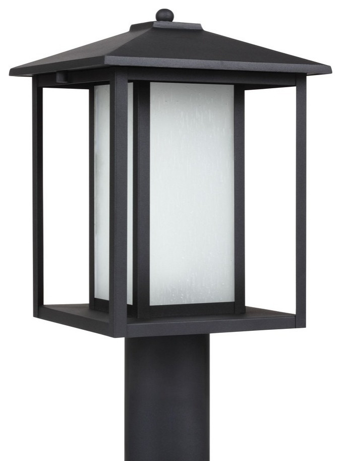 One Light Outdoor Post Lantern Black Finish Incandescent Lamping Type   Outdoor   Transitional   Post Lights   by Bailey Street Home  Houzz