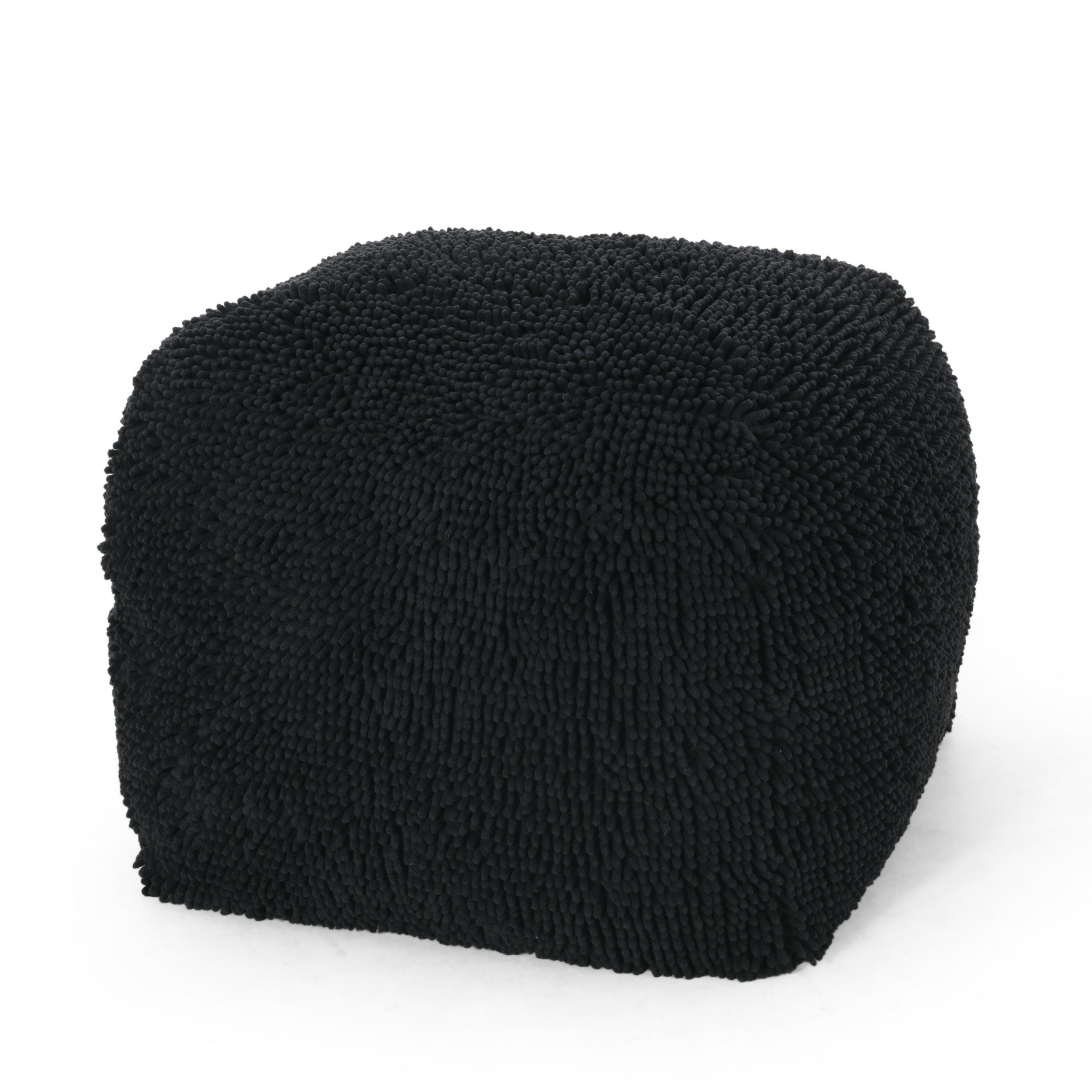 Statham Modern Microfiber Chenille Square Pouf