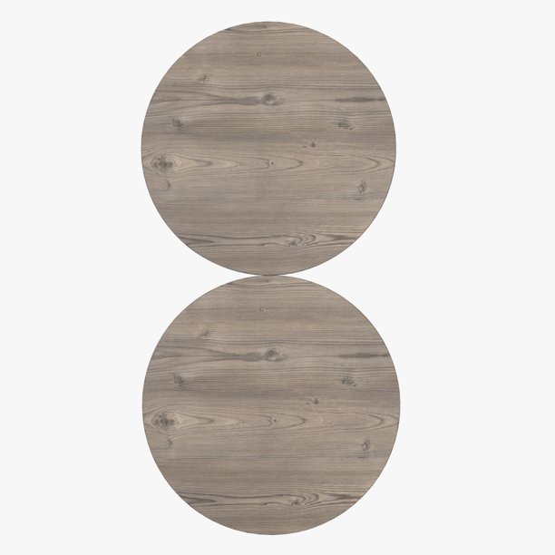 Pak Home Marble Look Wood Round Sofa Side Tables， Set Of 2 End Table， Pine Wood Grey