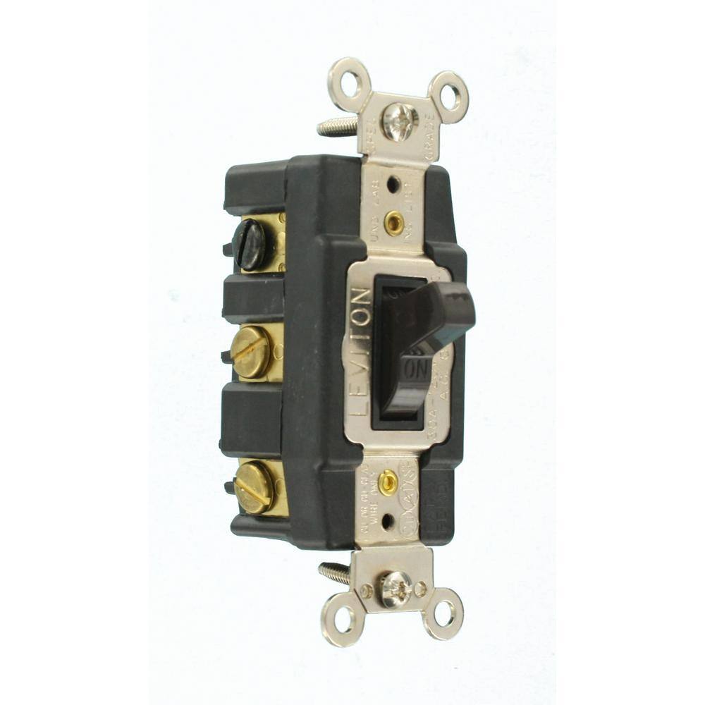 Leviton 30 Amp Industrial Grade Heavy Duty Double-Pole Double-Throw Center-Off Maintained Contact Toggle Switch Brown 1288