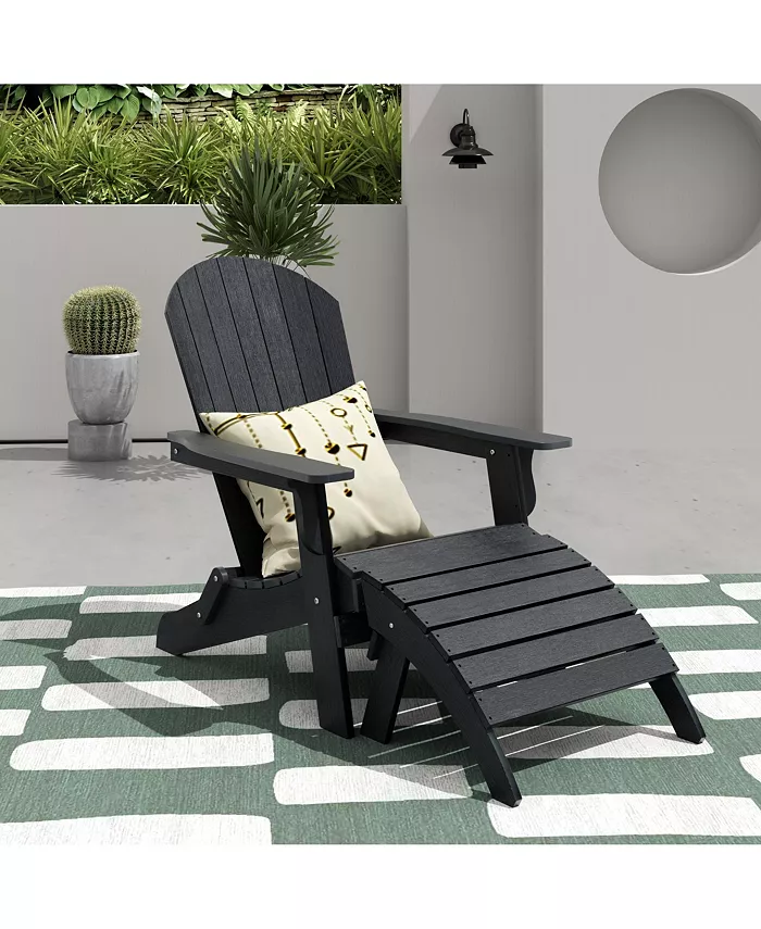 WestinTrends 2-Piece Outdoor Folding Adirondack Chair with Footrest Ottoman Set