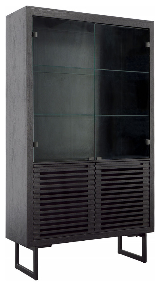 Matte Black Tall Cabinet with Glass Doors   Industrial   Bookcases   by Terra Nova Designs  Inc.  Houzz