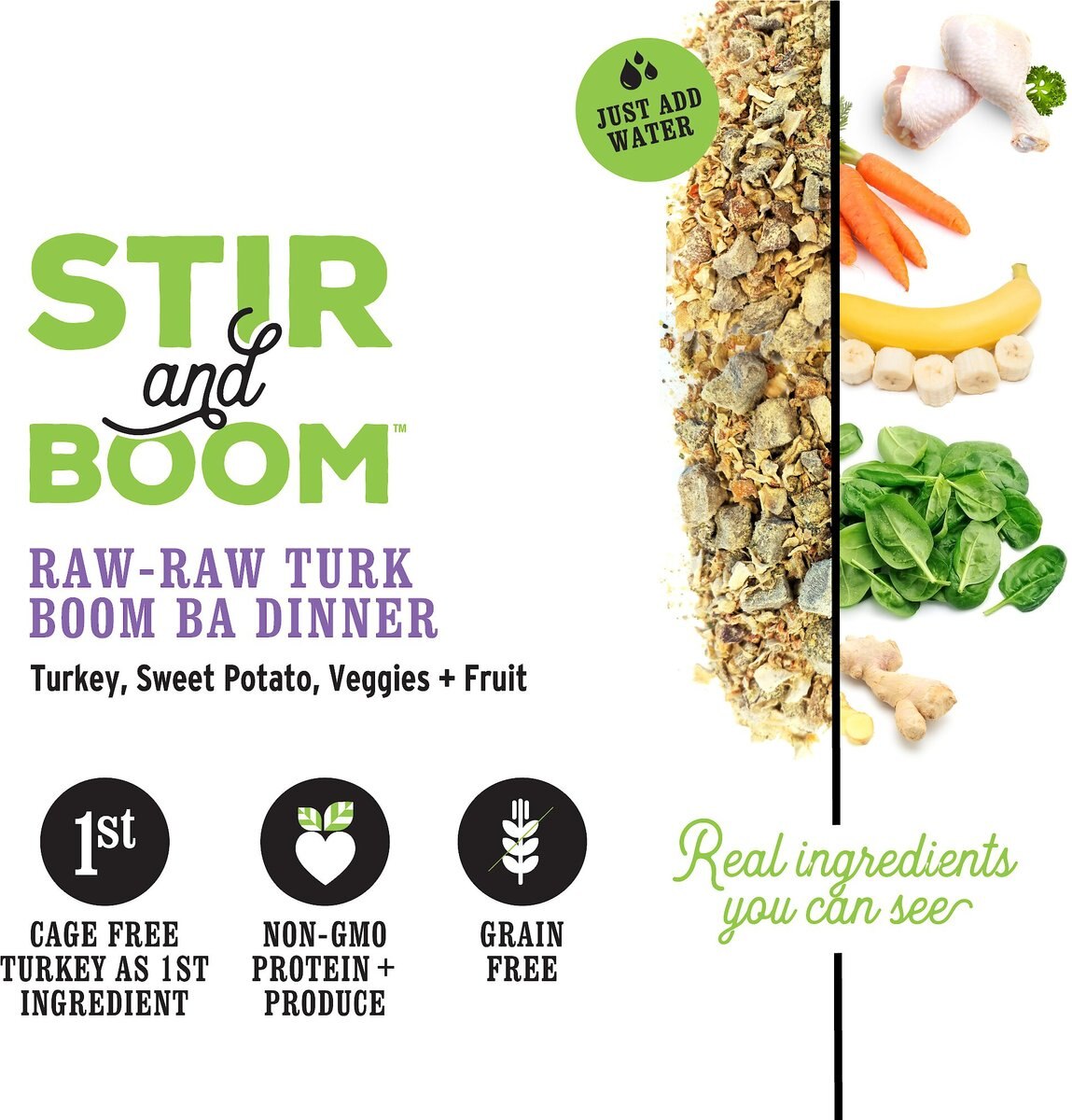 I and Love and You Stir and Boom Raw Raw Turk Boom Ba Dinner Grain-Free Dehydrated Dog Food