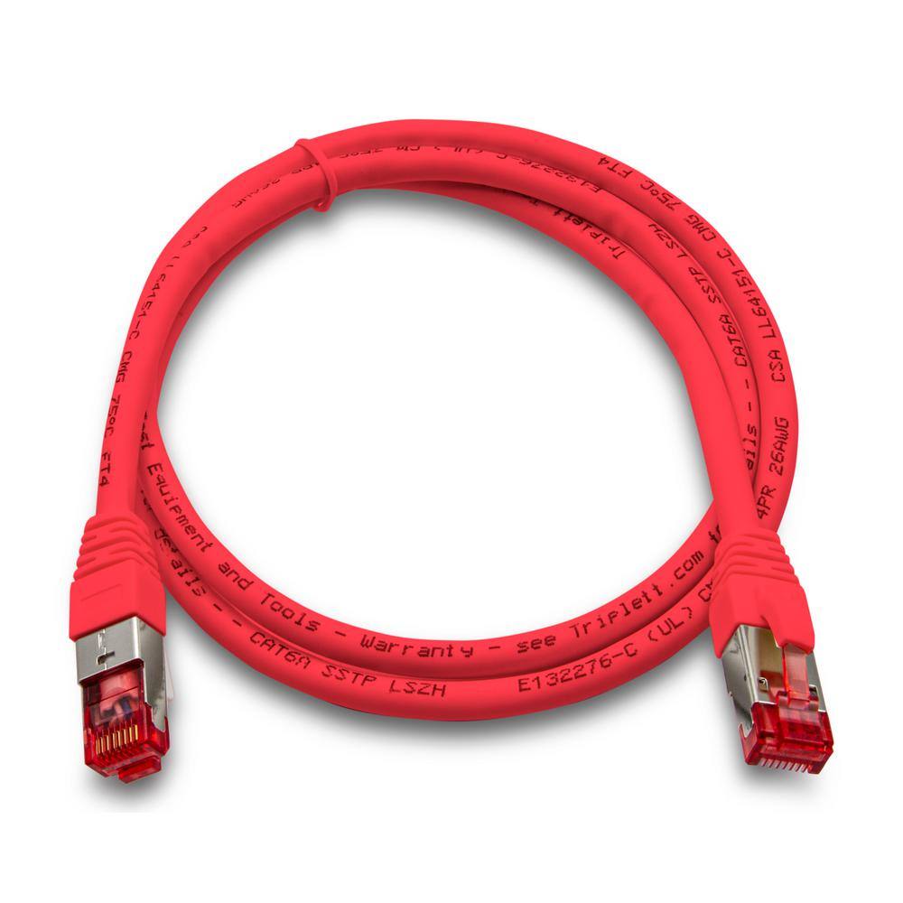 TRIPLETT CAT6A 10GBPS Professional Grade SSTP 26 AWG Patch Cable 3 ft. Red (3-Pack) CAT6A-3RD-3PK