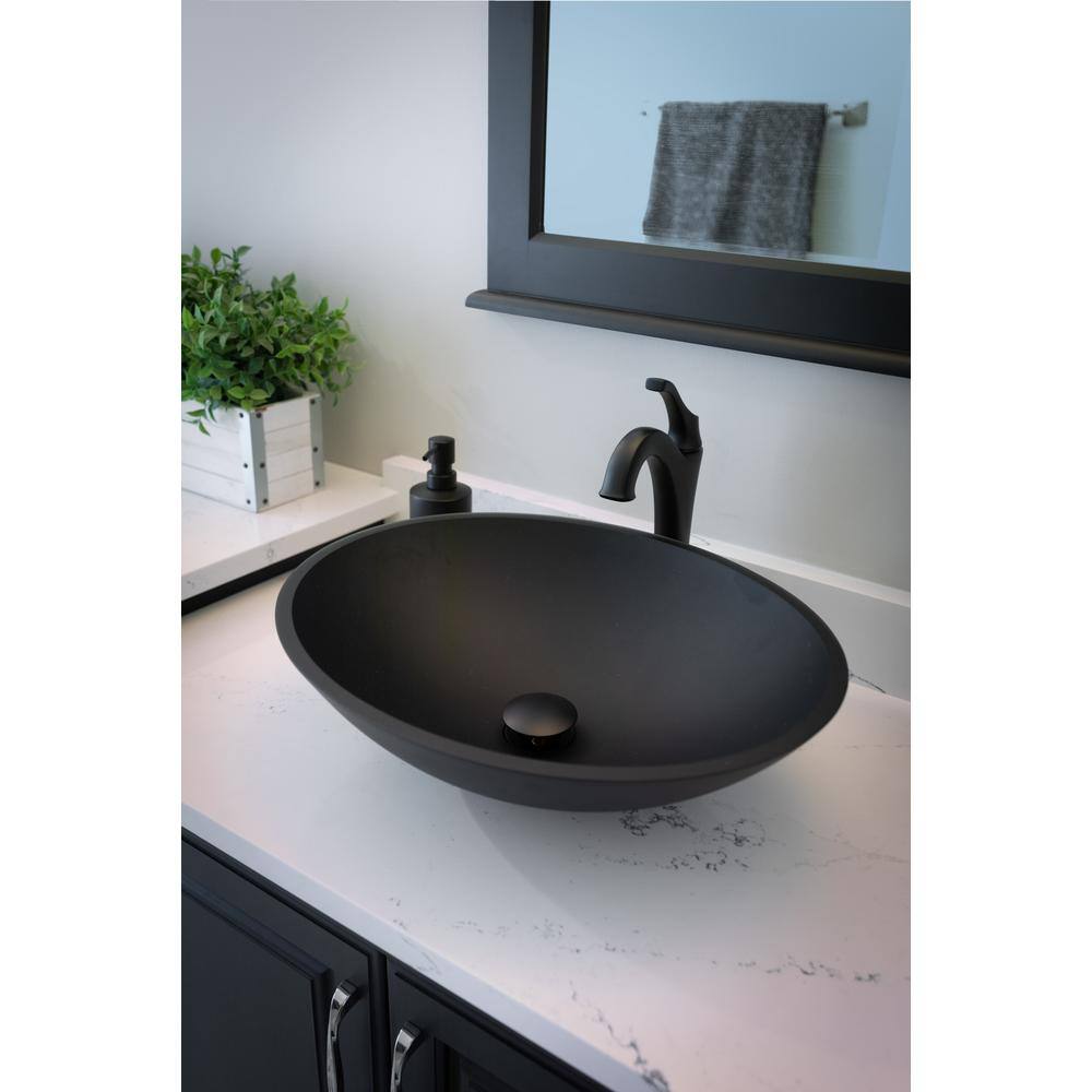 Eden Bath Matte Black Glass Oval Vessel Sink EB_GS66