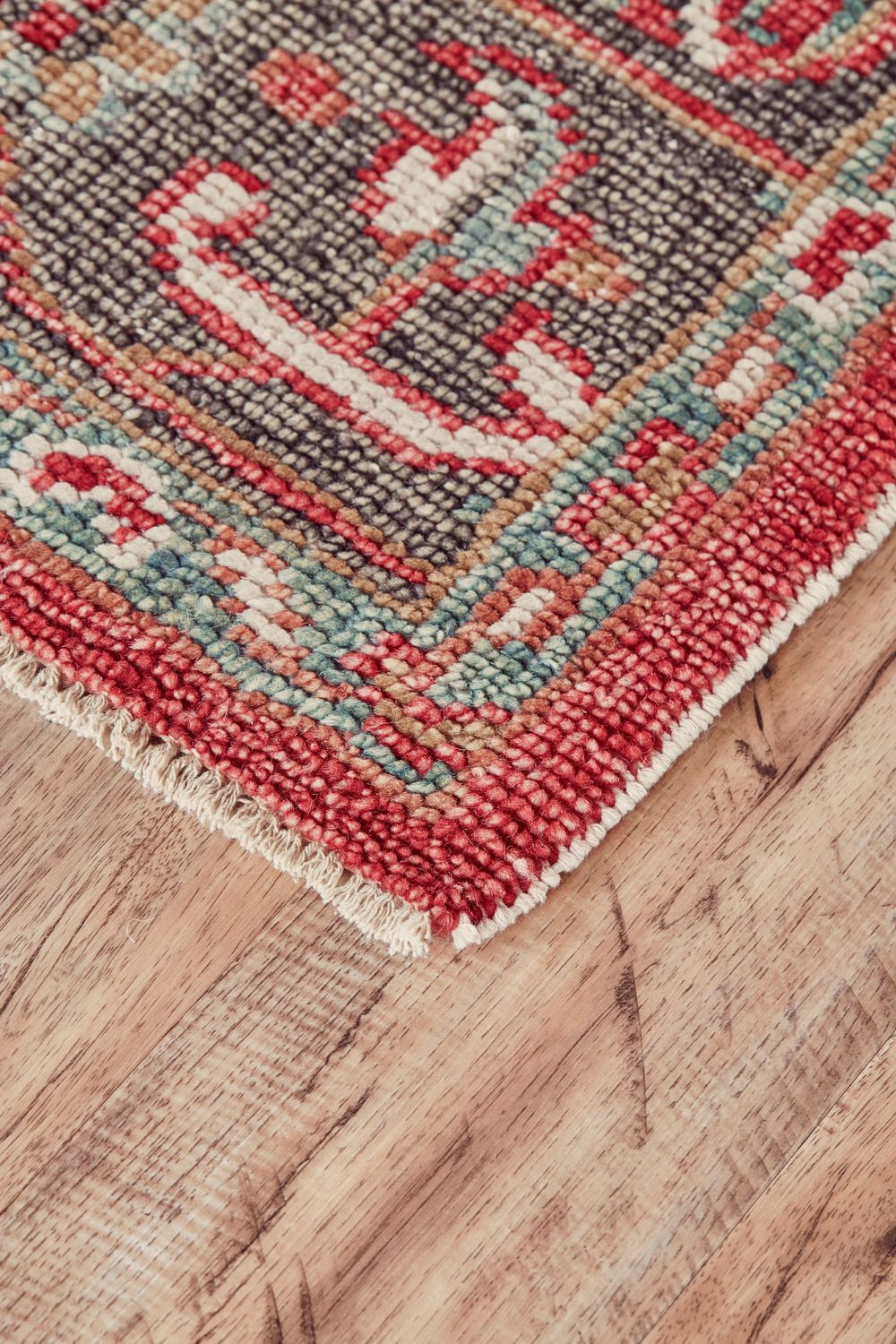 Bashyr Hand Knotted Red and Gray Rug by BD Fine