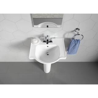 KOHLER Veer 21 in. Vitreous China Pedestal Sink Basin in White K-5247-4-0