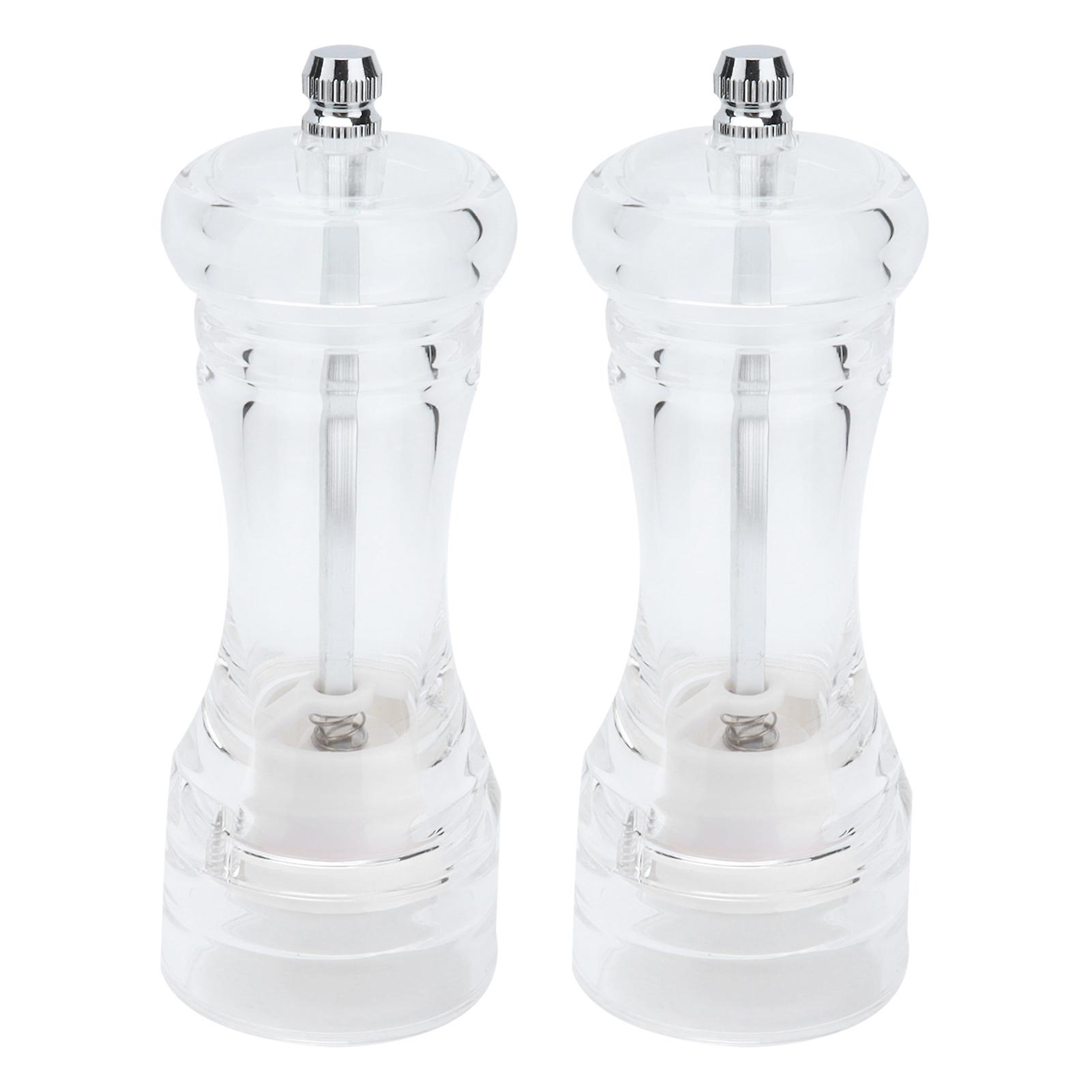 2pcs Acrylic Manual Grinder Transparent Pepper Salt Mill Spice Jar Grinder Kitchen Grinding Tool6in