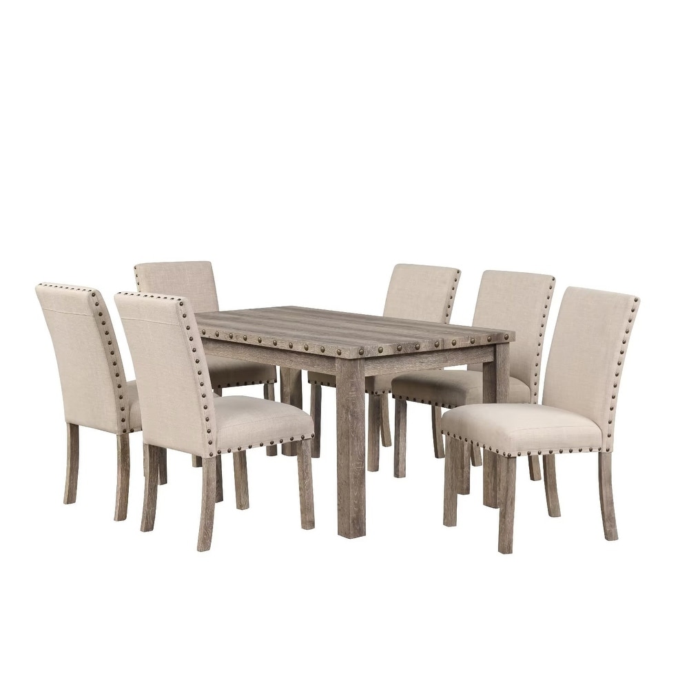 Morden Fort Rectangular Chair 7 piece Dining Table Set