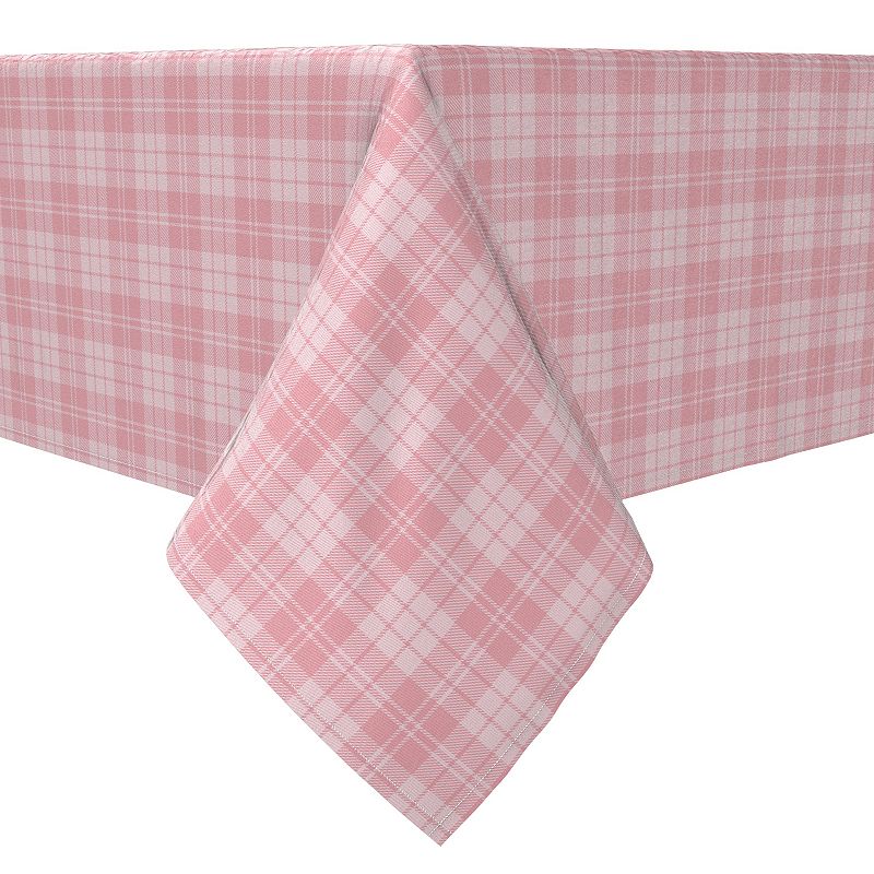 Square Tablecloth， 100% Cotton， 60x60， Pastel Pink Tartan Plaid