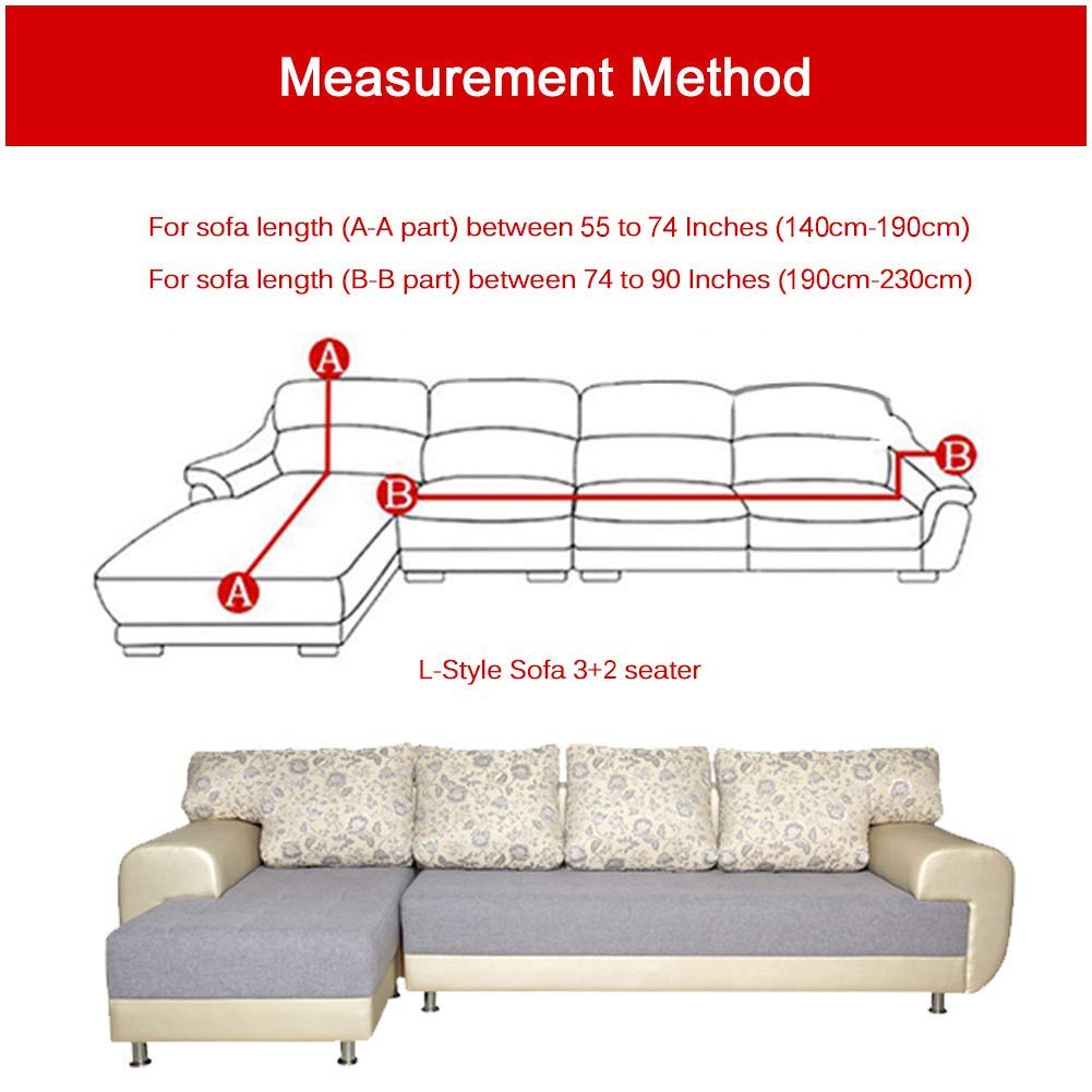 SHANNA L Shape Sofa Slipcover 2 Seats +3 Seats,Sectional Couch Covers L-Shaped Sofa Covers Furniture Protector Stretch Couch Slip Cover with 2pcs Pillow Covers (Gray, L shape 2 Seats+3 Seats)