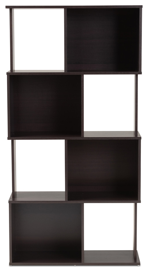 Modern Dark Brown Finished Geometric Wood Bookshelf   Contemporary   Bookcases   by Imtinanz  LLC  Houzz