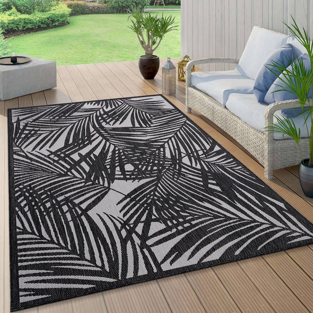 World Rug Gallery Contemporary Palm Leaf Textured Flat Weave Indoor/Outdoor Area Rug