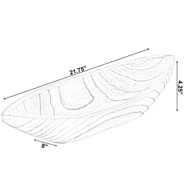 Vintiquewise Wood Carved Boat Shaped Bowl Basket Rustic Display Tray
