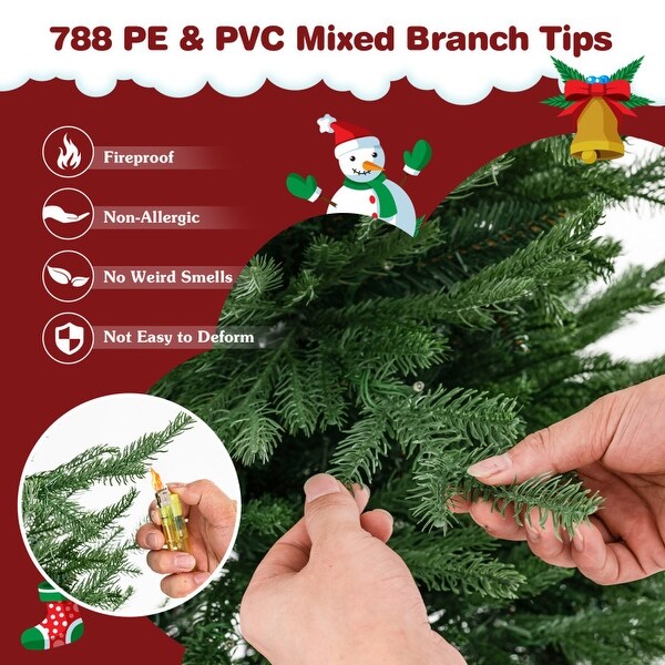 Prelit Christmas Tree with 280 Warm White LED Lights and 8 Lighting Modes