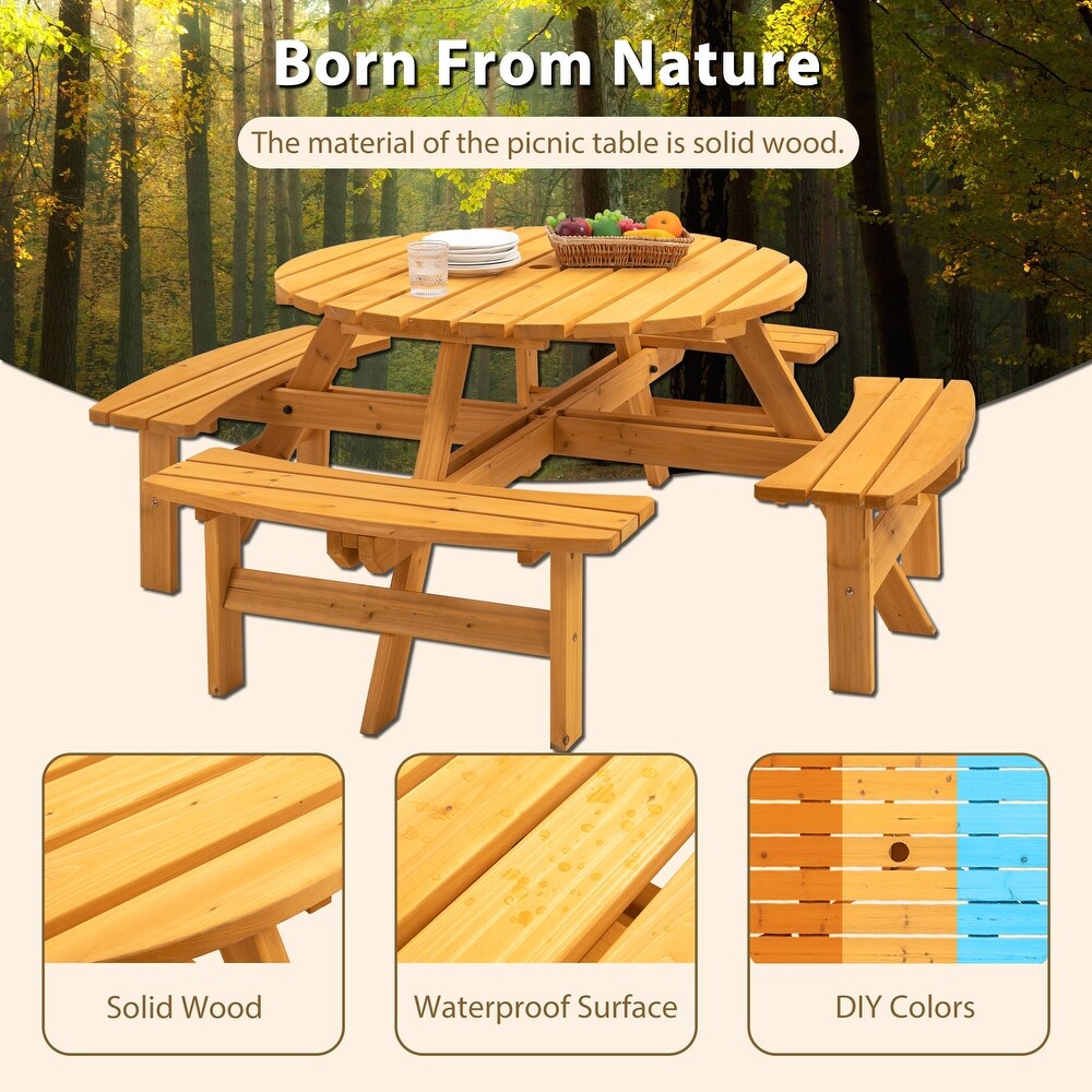 8 Pcs Picnic Tables Dining Sets with 43.3\