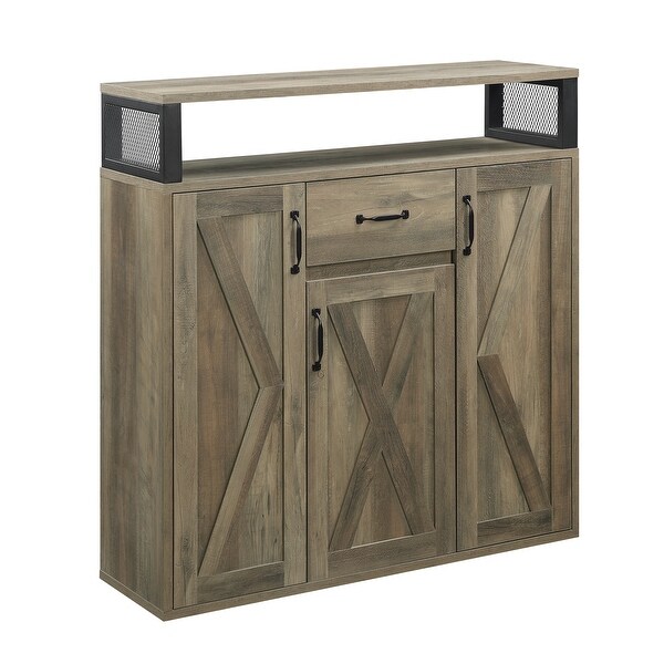 Wood Server Sideboard Kitchen Buffet with Storage in Rustic Oak Finish