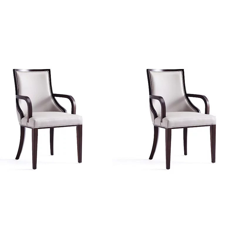 MANHATTAN COMFORT Grand Faux Leather Dining Arm Chair 2-piece Set