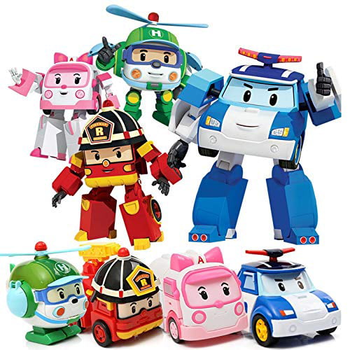 Cocobaby 4pcs/set Robocar Poli Toys， Transforming Toy Vehicle， Transforming Toy Figures， Super Robot， Toys Anime Action Figure Toys