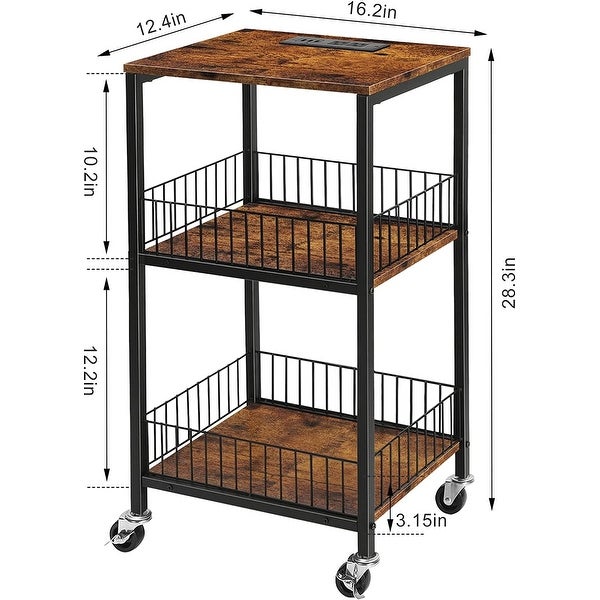 3 Tier Side Table with Charging Station