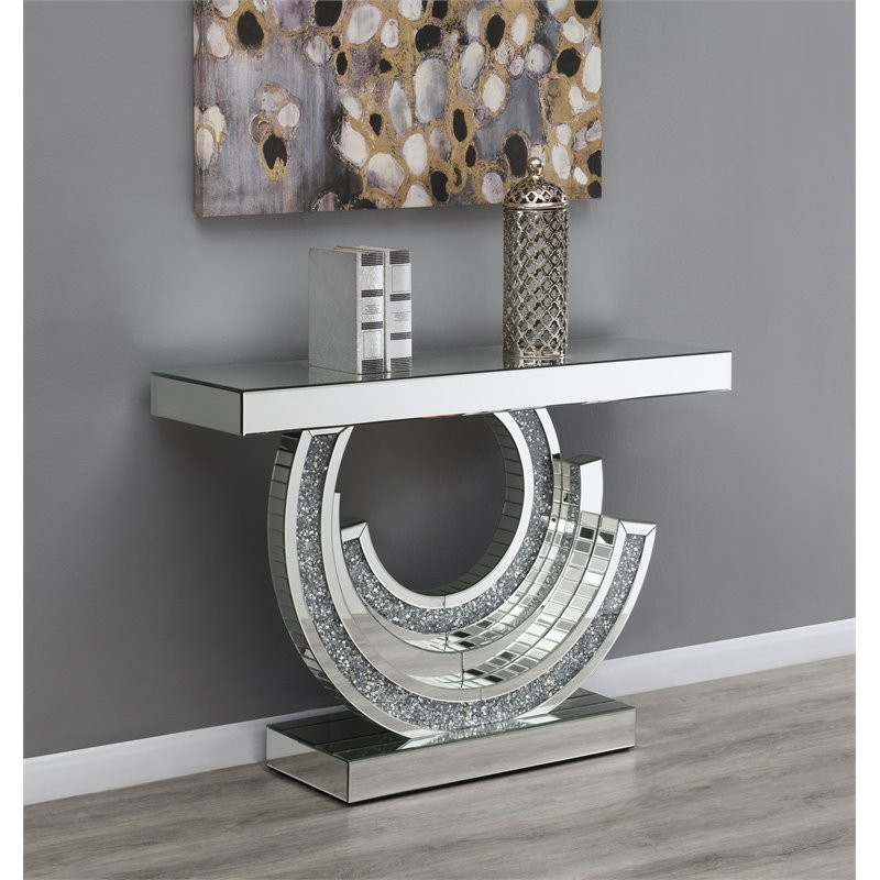 Coaster Contemporary Wood Multi Dimensional Console Table in Silver   Contemporary   Console Tables   by Homesquare  Houzz