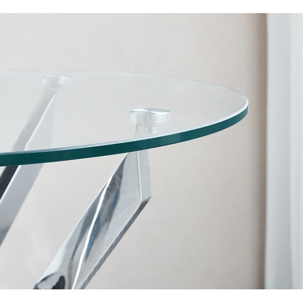 Modern Round Tempered Glass Coffee Table with Chrome Legs