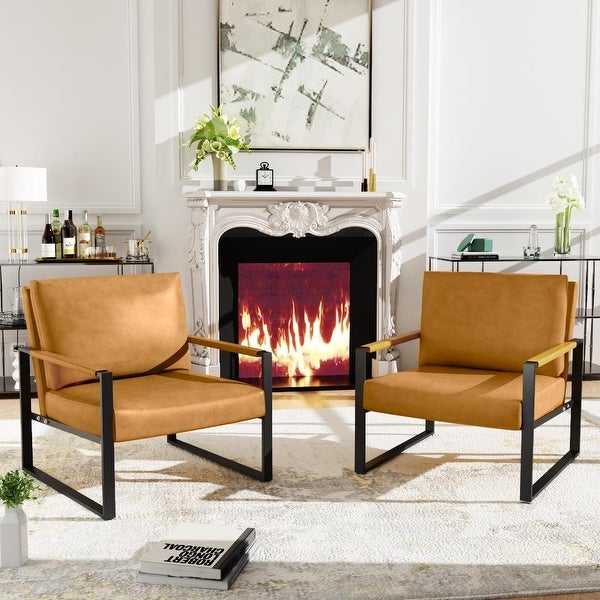 Modern Accent Chair with Metal Frame and Arm