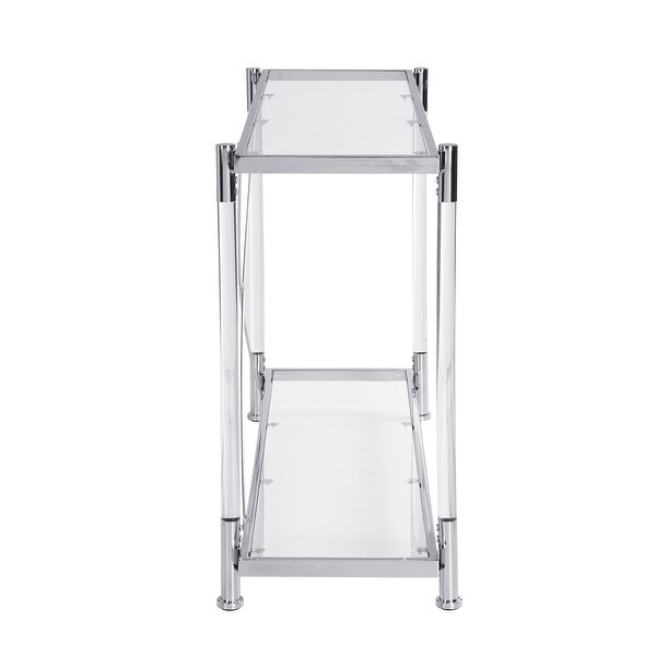 Acrylic Glass Side Table，Chrome Sofa Table， Console Table for Living Roomand Bedroom