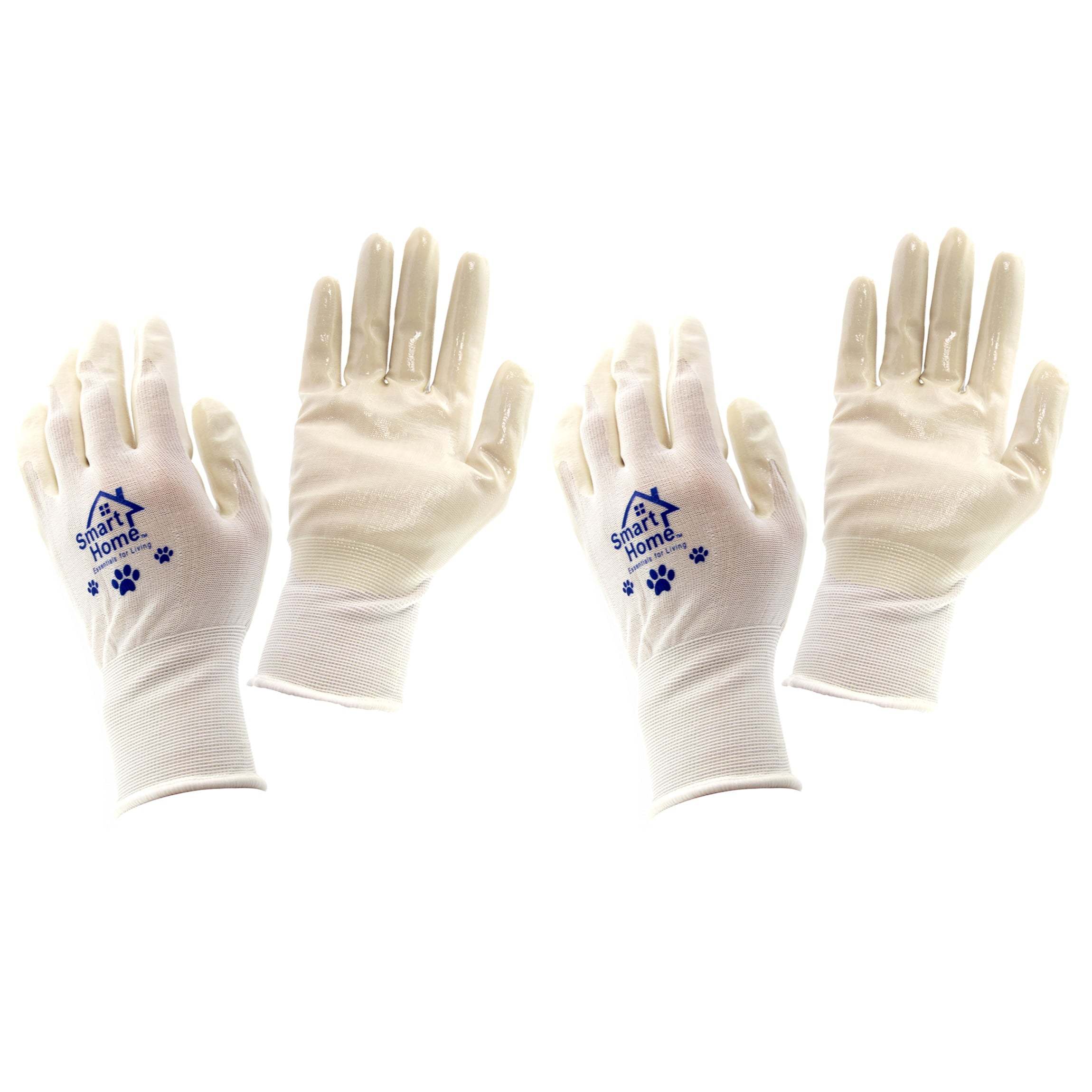 Smart Home Pet Hair Removal and Cleaning Gloves in White， 2 Pairs