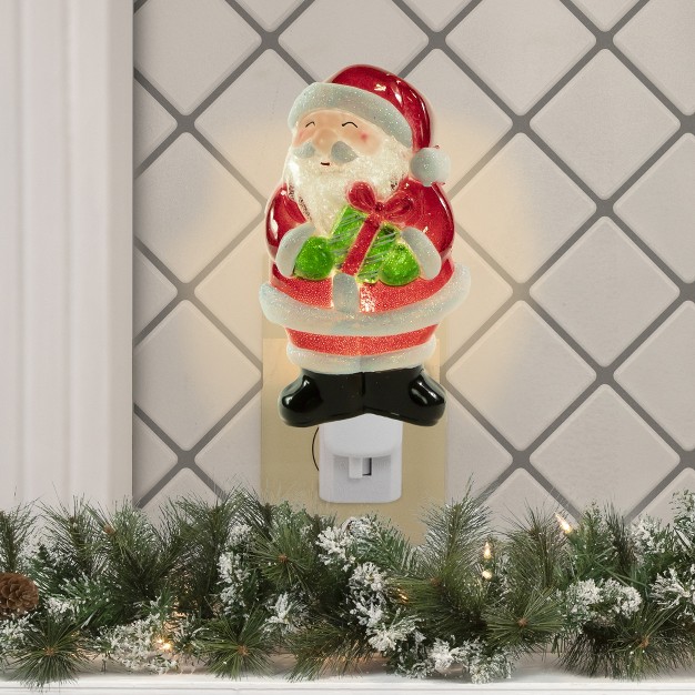 Santa With Gift Frosted Christmas Night Light