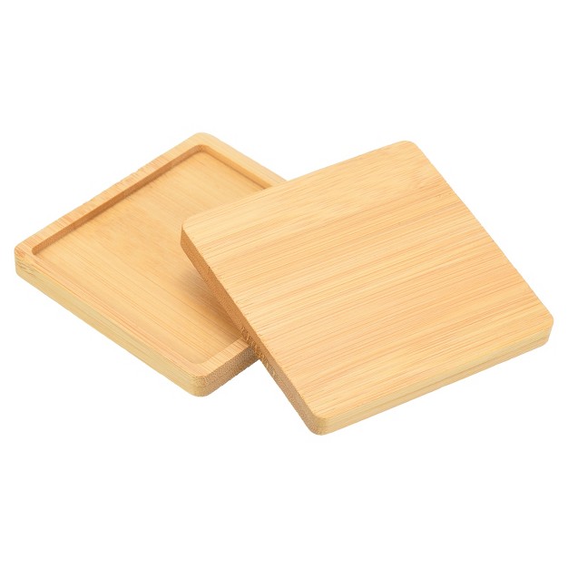 Unique Bargains Indoor And Outdoor Square Bamboo Planter Saucer Drip Tray Plant Drainage Trays 2 Pcs