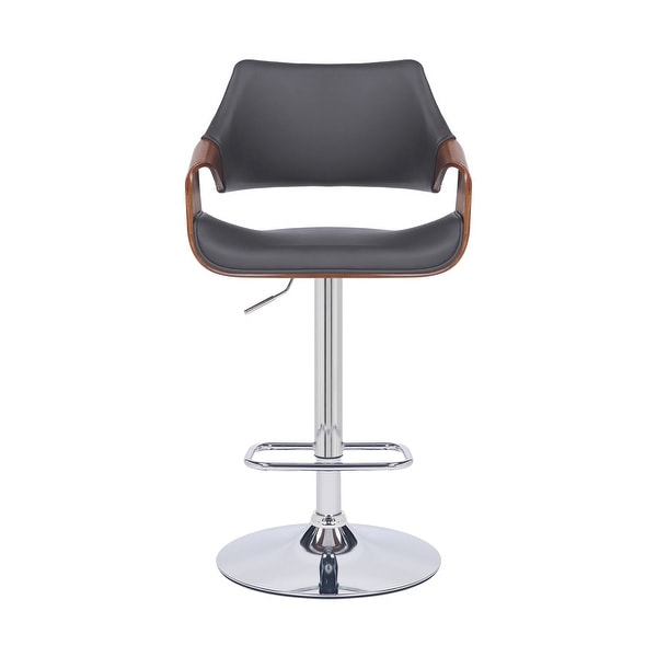 Aspen Adjustable Swivel Faux Leather and Wood Bar Stool with Metal Base