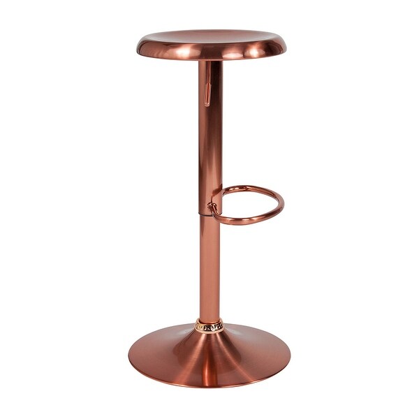 Offex Contemporary Adjustable Height Retro Metal Swivel Barstool in Rose Gold Finish