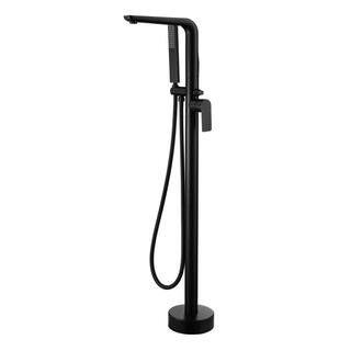 Nestfair Single-Handle Floor Mount Roman Tub Faucet with Hand Shower in Matte Black SMD8020B