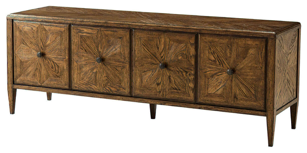 Oak Parquetry Media Cabinet Dark   Transitional   Media Cabinets   by English Georgian America  Houzz