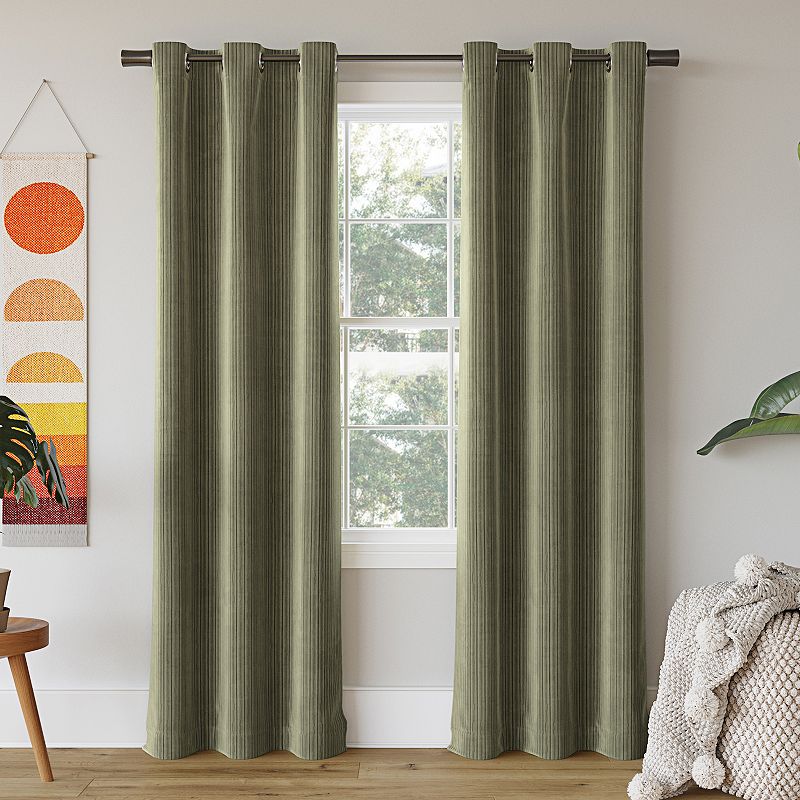 Sun Zero Cascade Pleated Velvet 100% Blackout Single Curtain Panel