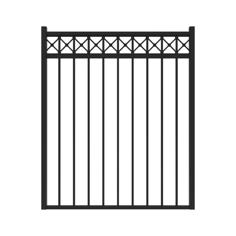 Barrette Outdoor Living Highland 4 in. W x 54 in. H Black Straight Decorative Flat Top Metal Fence Gate 73050580