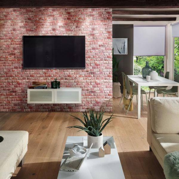 WALL!SUPPLY 0.79 in. x 19.69 in. x 47.24 in. UltraLight Faux Brick Red-White HD Printed Jointless Common Plank (4-Pack) 20430300