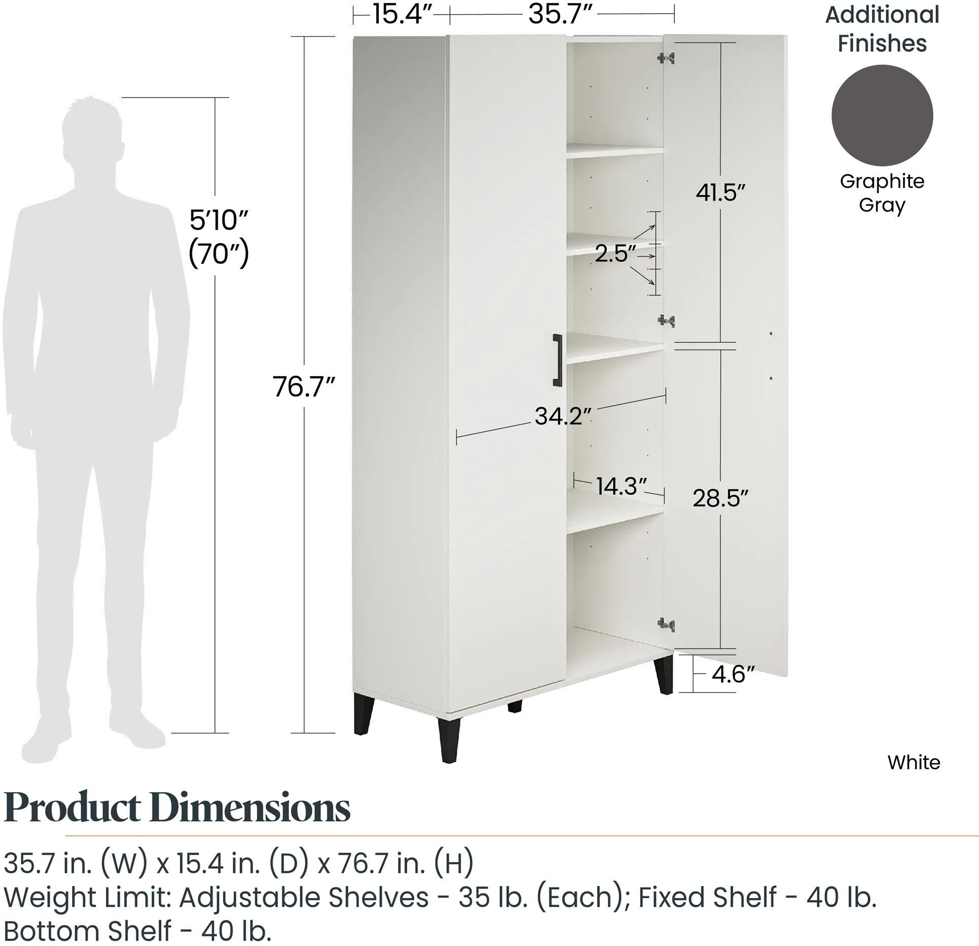 Flex White Tall Storage Cabinet