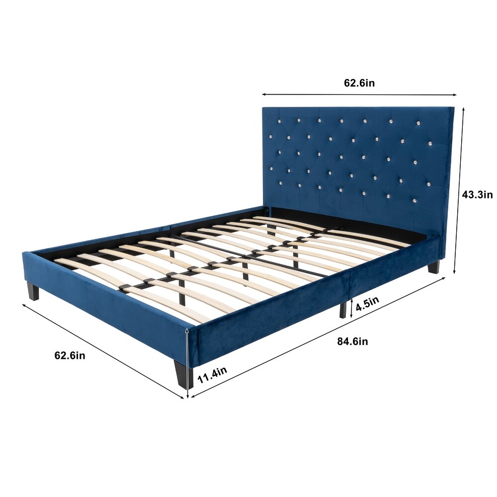 Modern Queen Upholstered Platform Bed Frame with Headboard