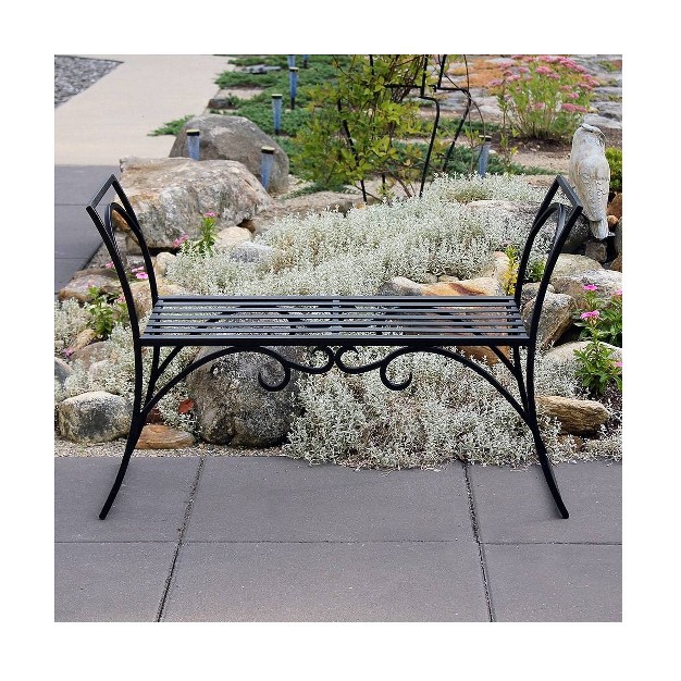 Wrought Iron Curved Arbor Bench Black Achla Designs