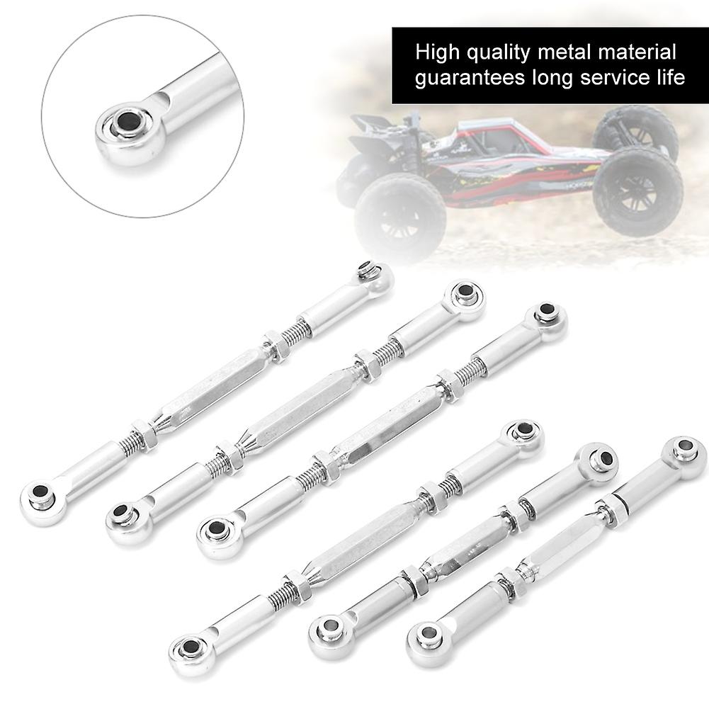 6pcs Rc Car Pull Rod Set Upgraded Accessories Fit For Ecx 1/10 2wd Rc Hobby Carsilver For Ecx1046s